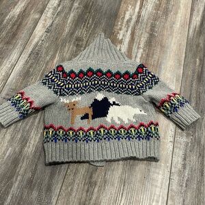 Gap Knit Winter Animal Cardigan Sweater size 3-6 mos